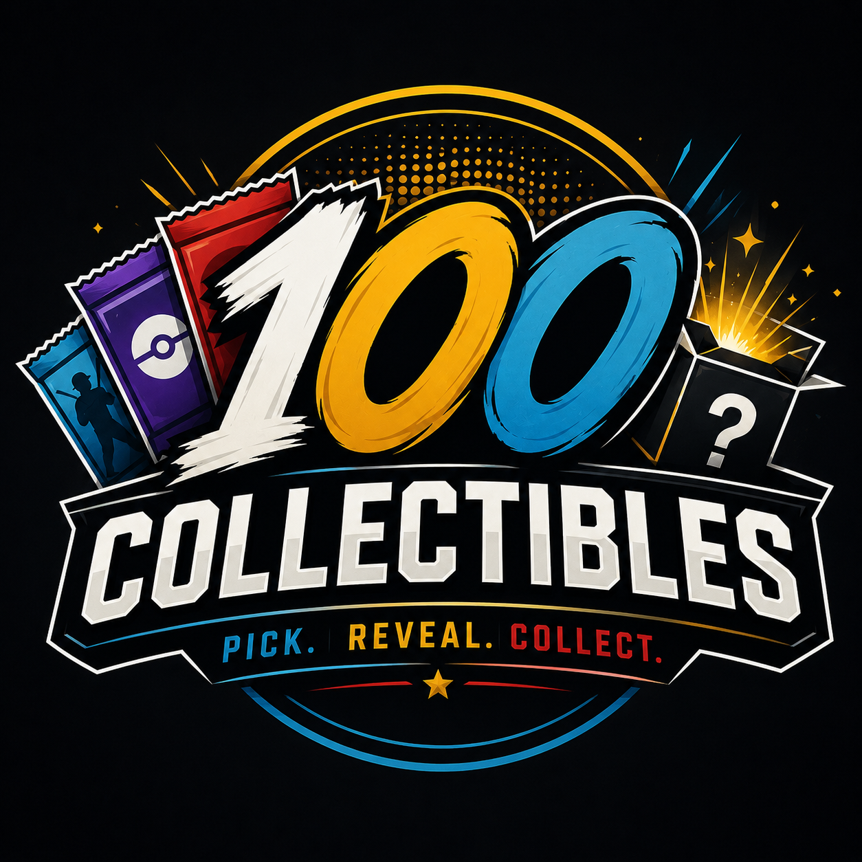 100 Collectibles mystery card games logo